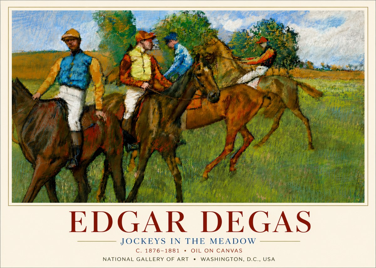 Edgar Degas Jockeys in the Meadow No6 - Plakát