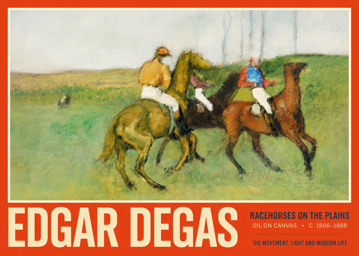 Edgar Degas Racehorses on the Plains No2 - Plakát