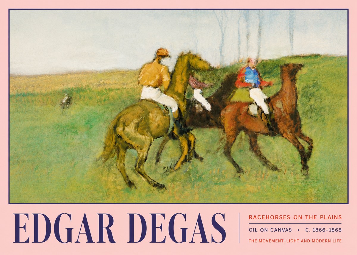 Edgar Degas Racehorses on the Plains No5 - Plakát