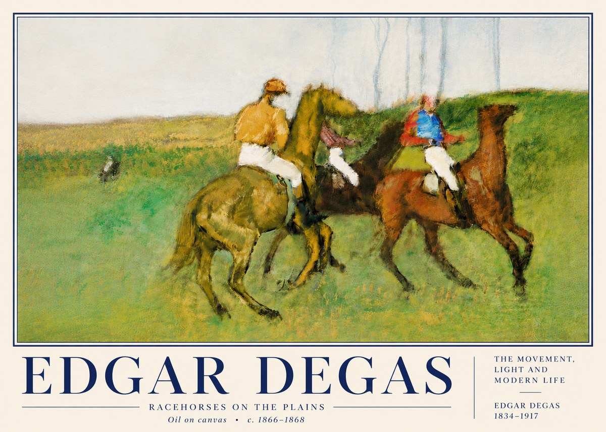 Edgar Degas Racehorses on the Plains No6 - Plakát