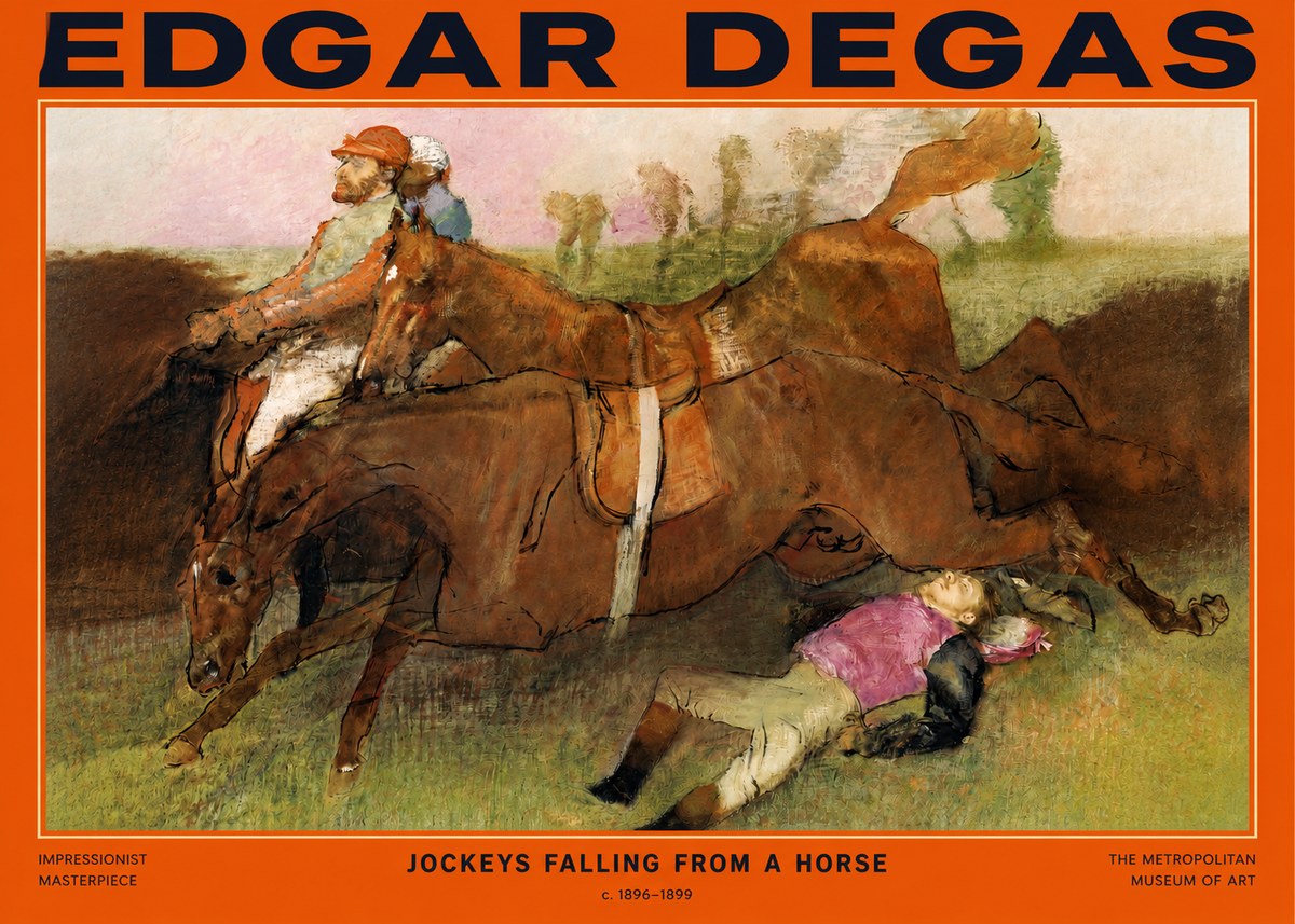 Edgar Degas Jockeys Falling from a Horse No2 - Plakát