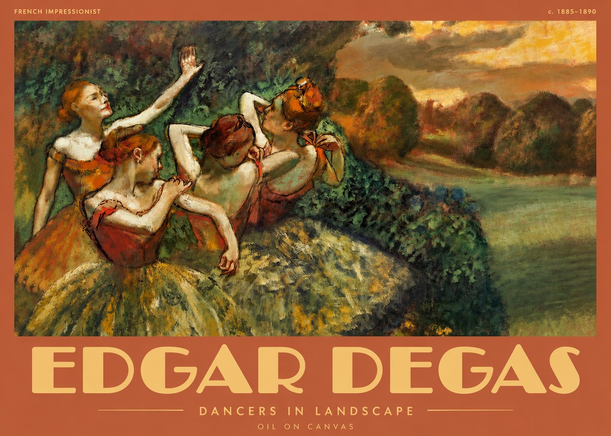Edgar Degas Dancers in Landscape II No2 - Plakát