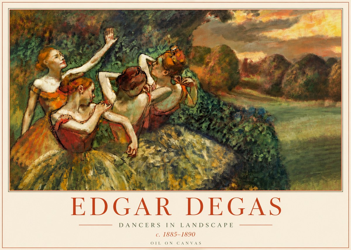 Edgar Degas Dancers in Landscape II No3 - Plakát