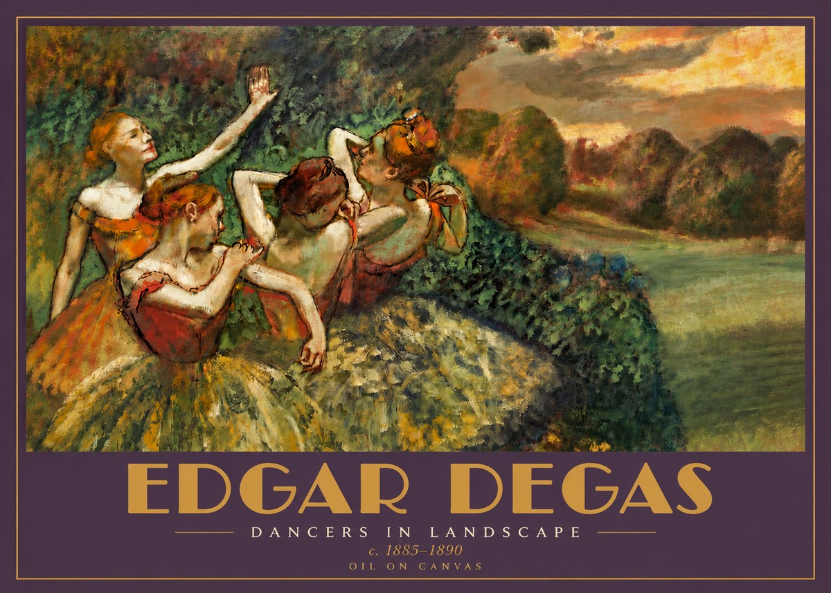 Edgar Degas Dancers in Landscape II No4 - Plakát