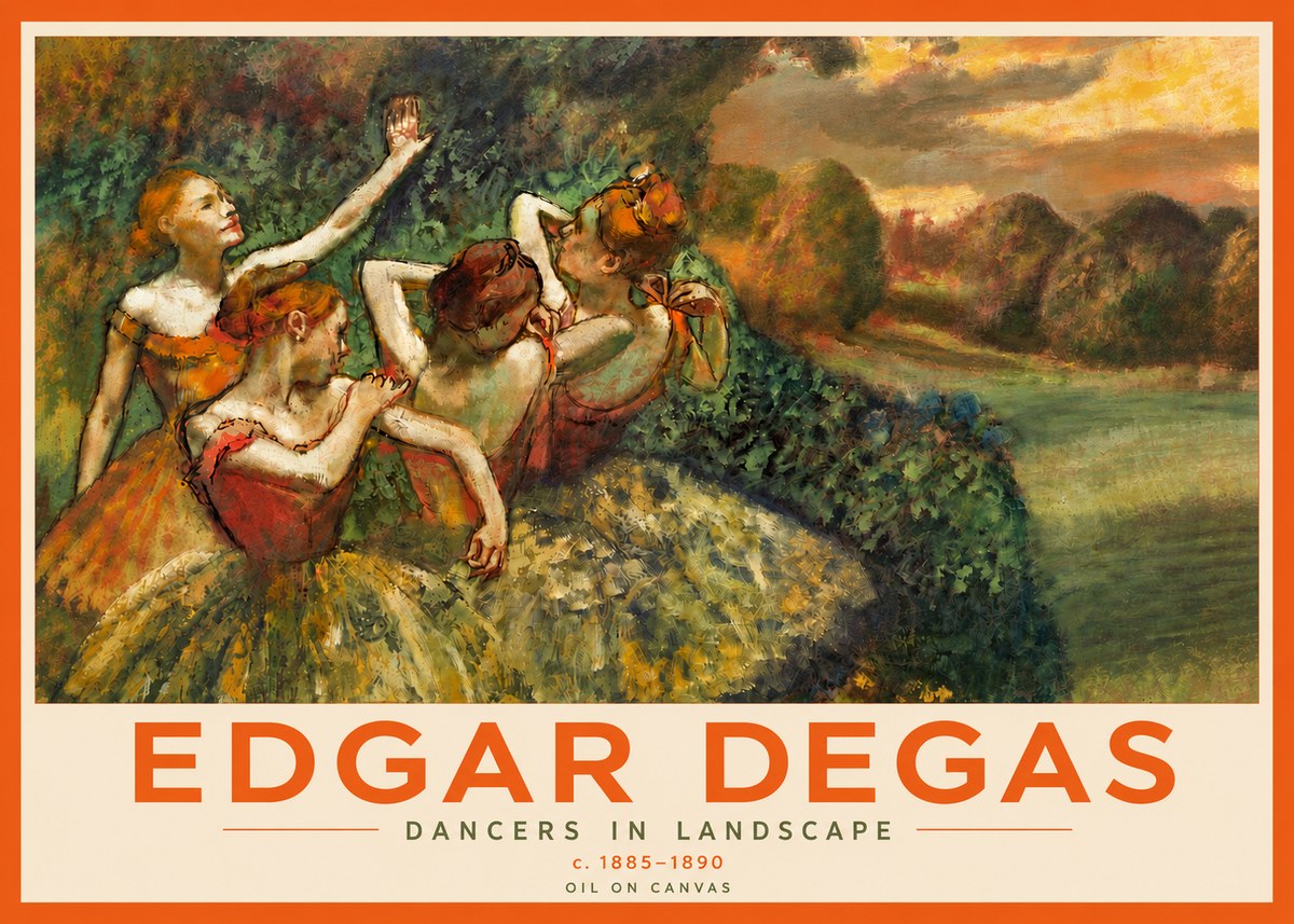 Edgar Degas Dancers in Landscape II No5 - Plakát