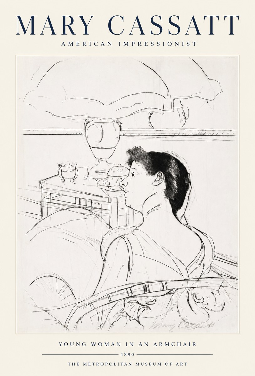 Mary Cassatt Young Woman in an Armchair No1 - Plakát