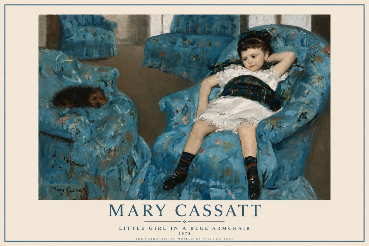 Mary Cassatt Little Girl in a Blue Armchair No3 - Plakát