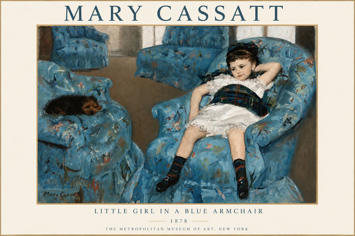 Mary Cassatt Little Girl in a Blue Armchair No5 - Plakát