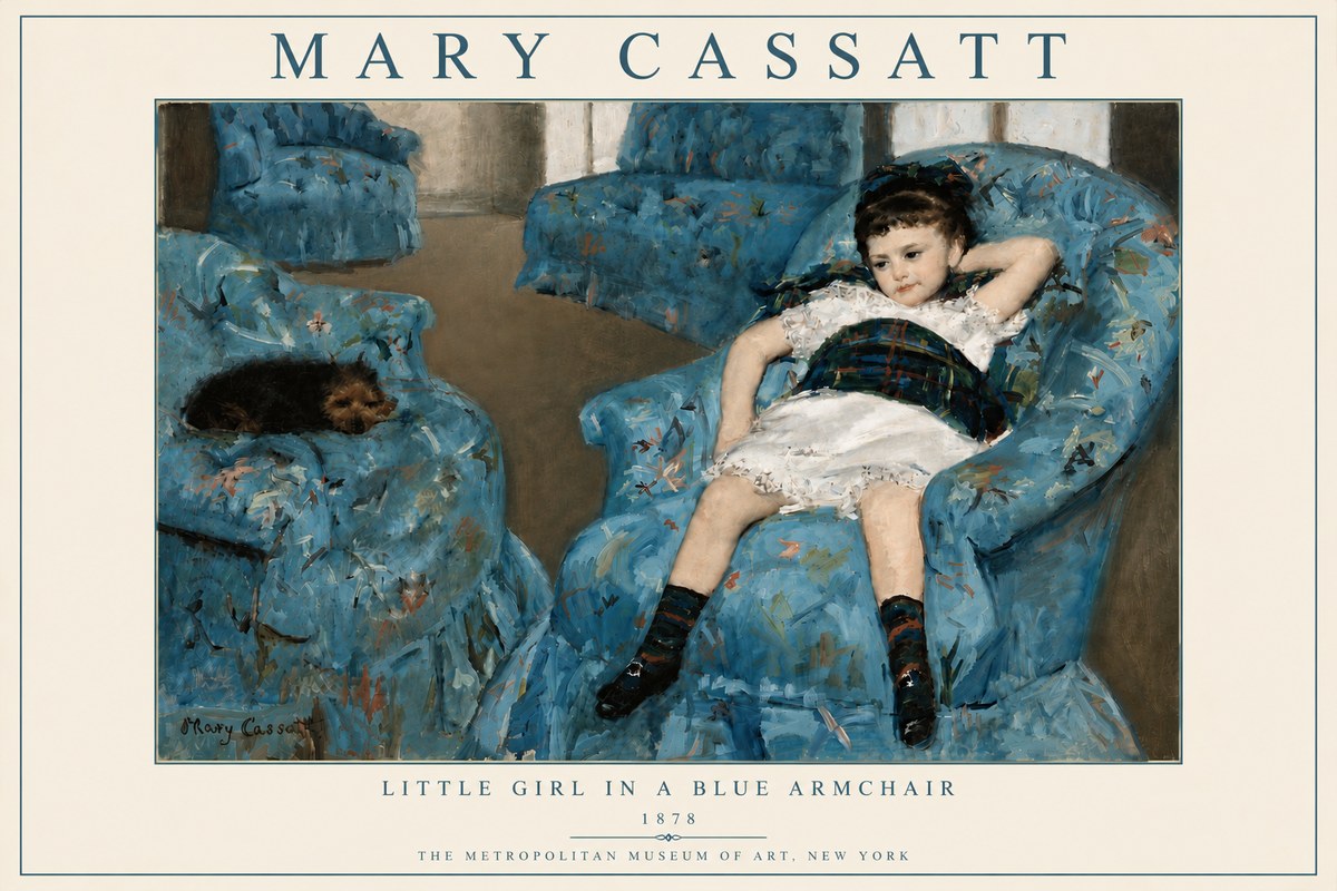 Mary Cassatt Little Girl in a Blue Armchair No6 - Plakát