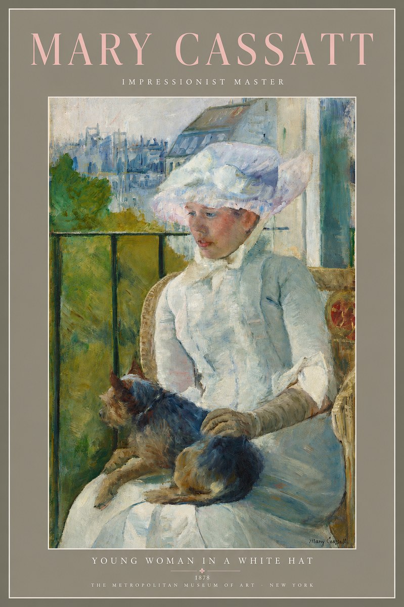 Mary Cassatt Young Woman in a White Hat No2 - Plakát