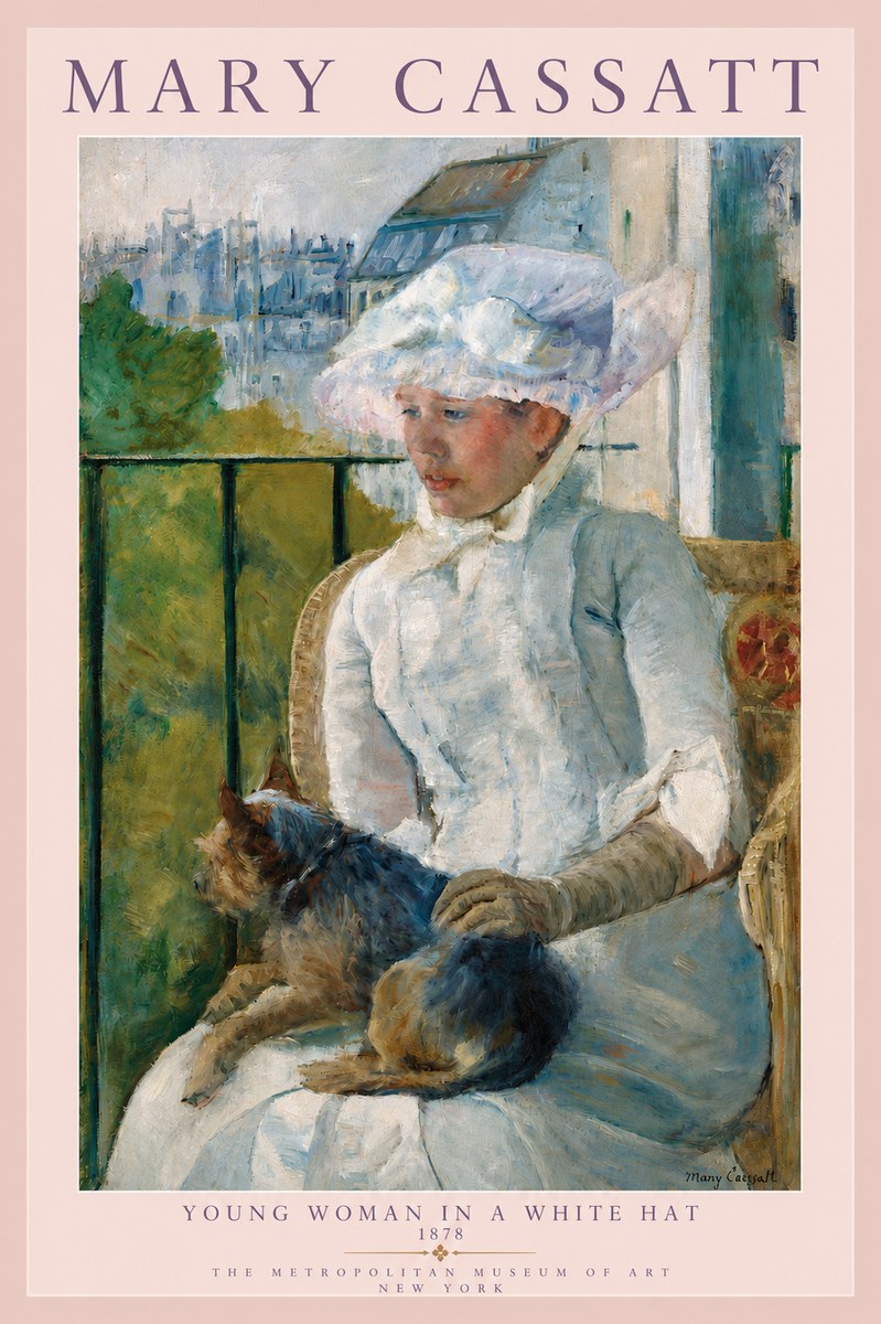 Mary Cassatt Young Woman in a White Hat No3 - Plakát