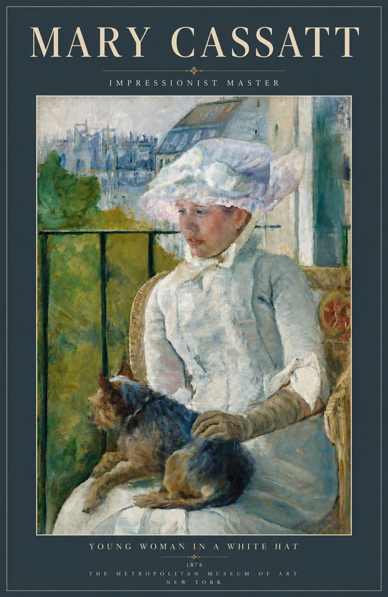 Mary Cassatt Young Woman in a White Hat No4 - Plakát