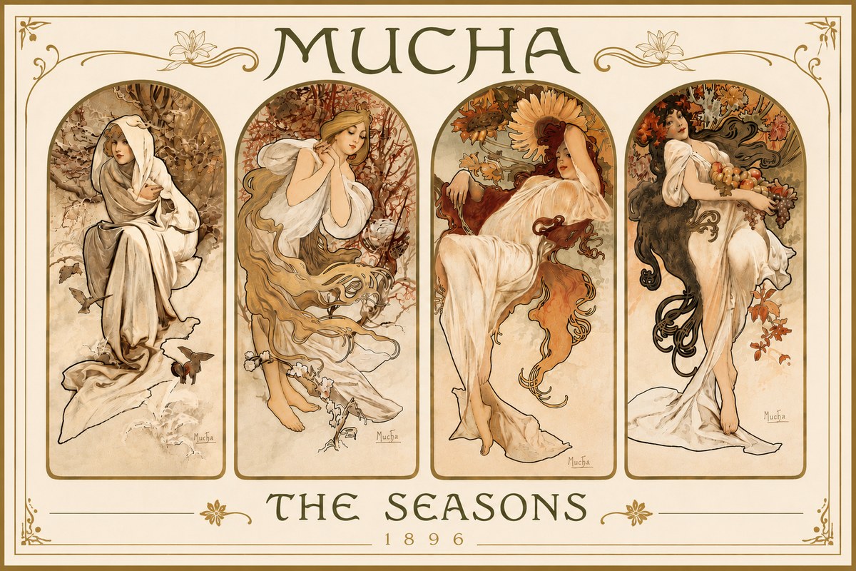 Mucha The Seasons No6 - Plakát