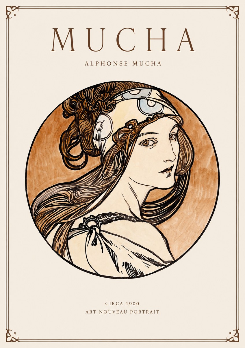 Mucha Art Nouveau Portrait I No1 - Plakát