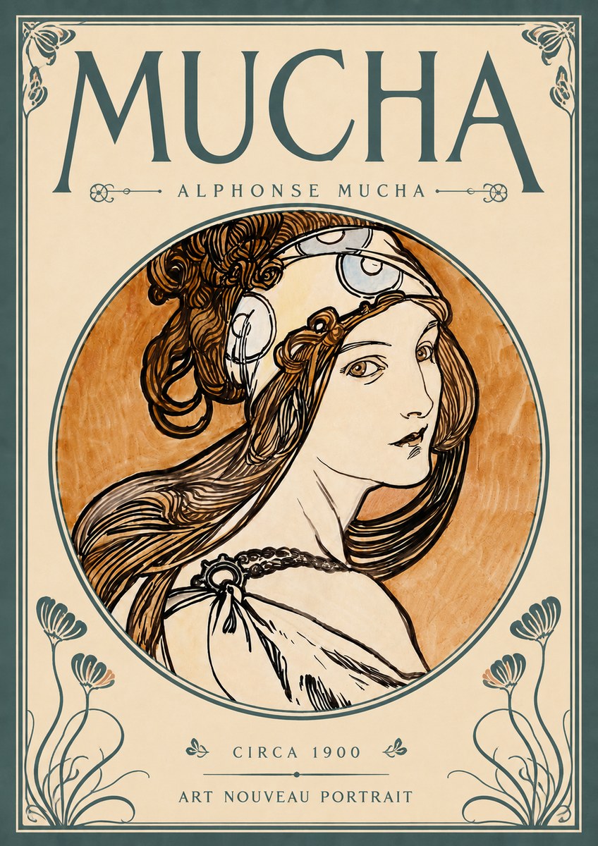 Mucha Art Nouveau Portrait I No5 - Plakát