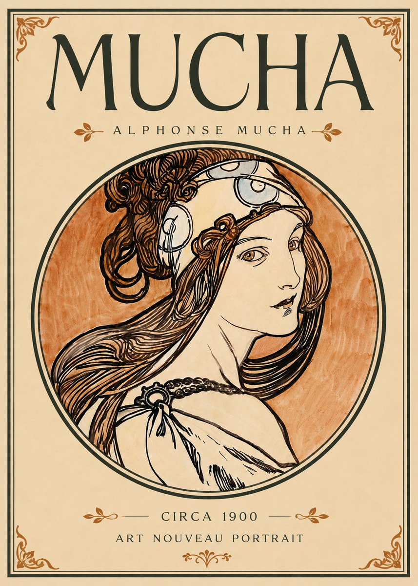 Mucha Art Nouveau Portrait I No6 - Plakát