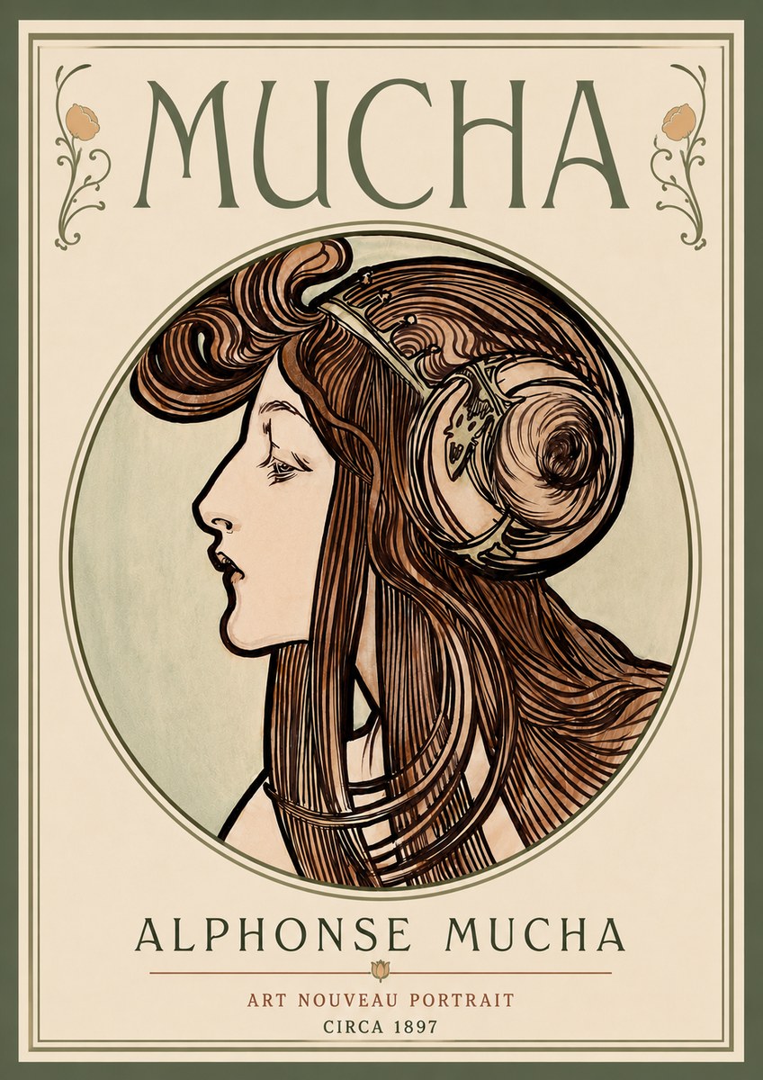 Mucha Art Nouveau Portrait II No6 - Plakát