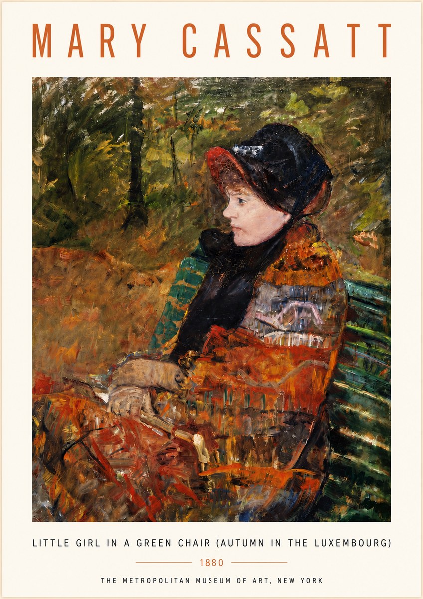 Mary Cassatt Little Girl in a Green Chair (Autumn in the Luxembourg) No4 - Plakát