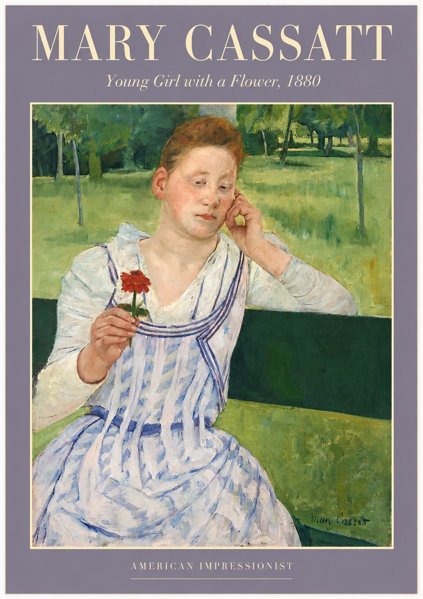 Mary Cassatt Young Girl with a Flower No2 - Plakát