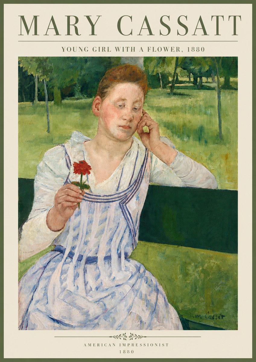 Mary Cassatt Young Girl with a Flower No4 - Plakát