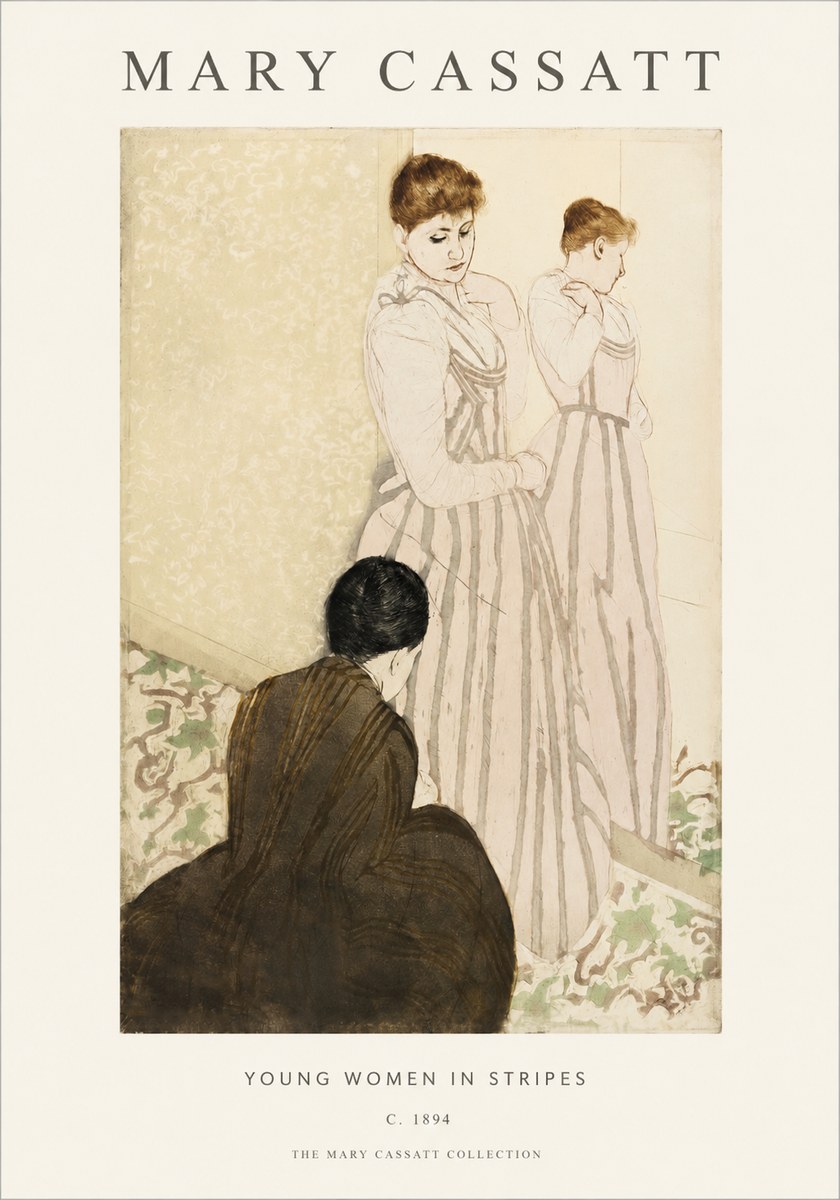 Mary Cassatt Young Women in Stripes No1 - Plakát