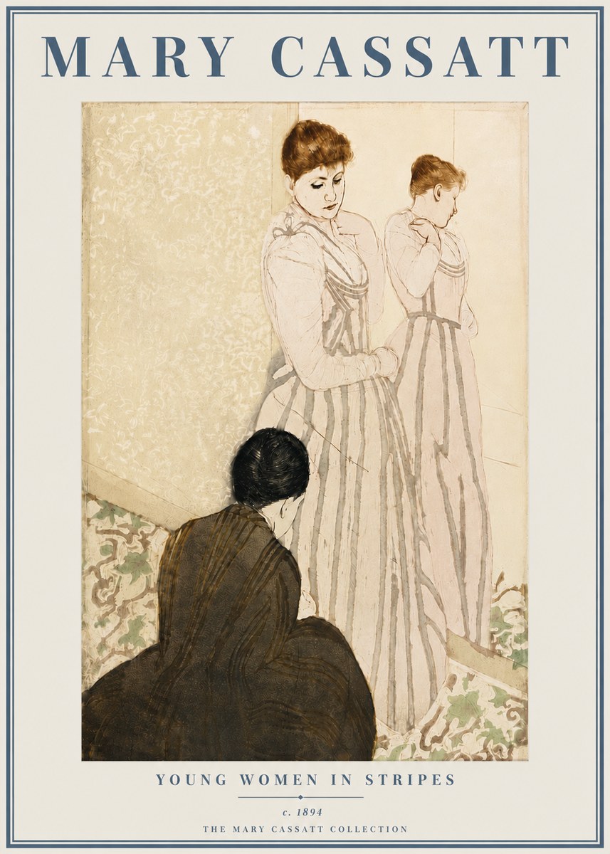 Mary Cassatt Young Women in Stripes No5 - Plakát