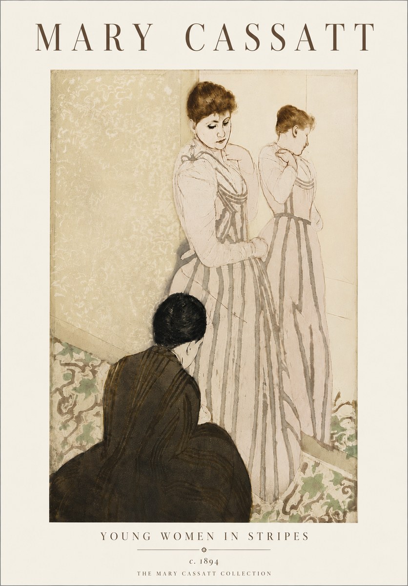 Mary Cassatt Young Women in Stripes No6 - Plakát