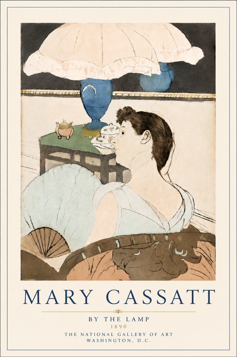 Mary Cassatt By the Lamp No6 - Plakát
