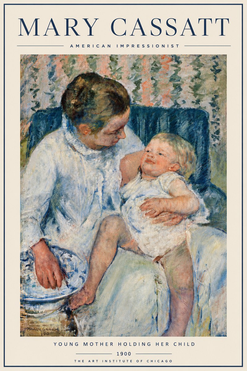 Mary Cassatt Young Mother Holding Her Child No3 - Plakát