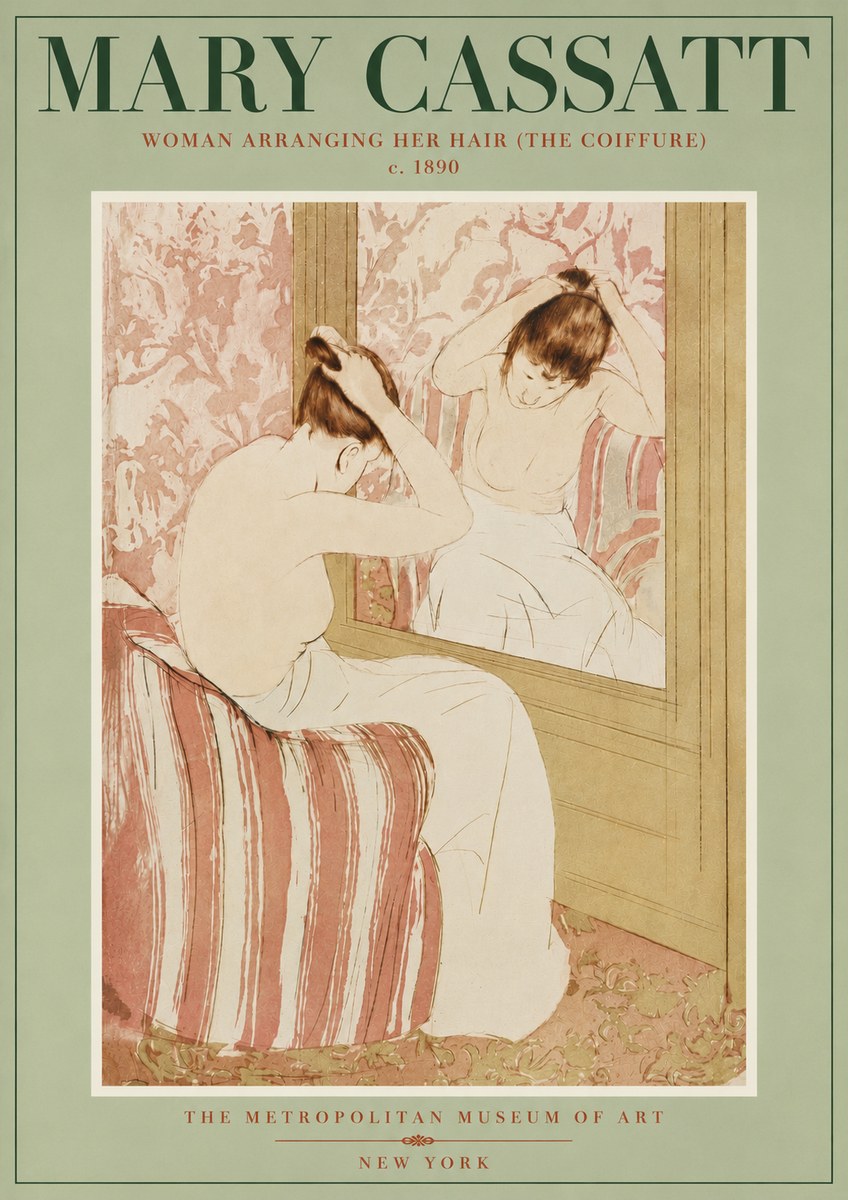 Mary Cassatt Woman Arranging Her Hair (the Coiffure) No4 - Plakát