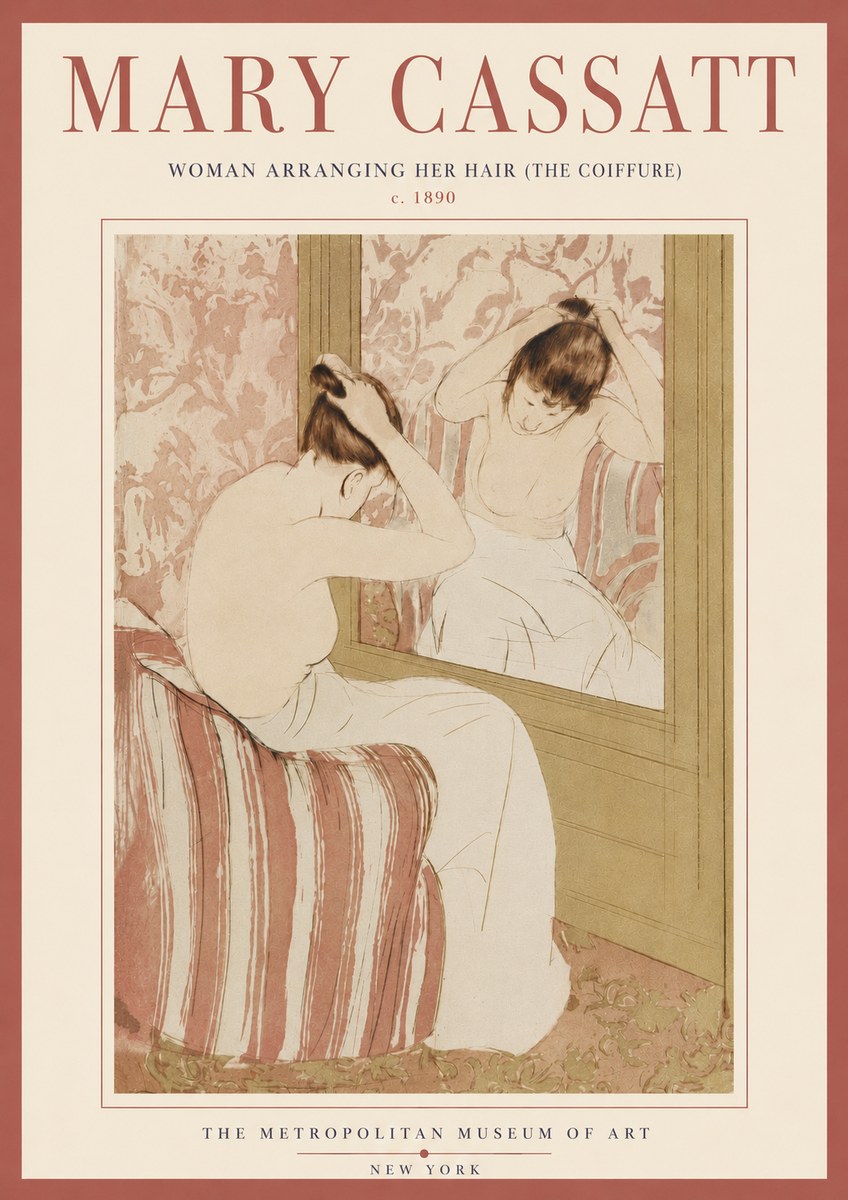 Mary Cassatt Woman Arranging Her Hair (the Coiffure) No5 - Plakát