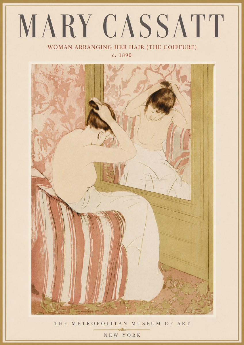 Mary Cassatt Woman Arranging Her Hair (the Coiffure) No6 - Plakát
