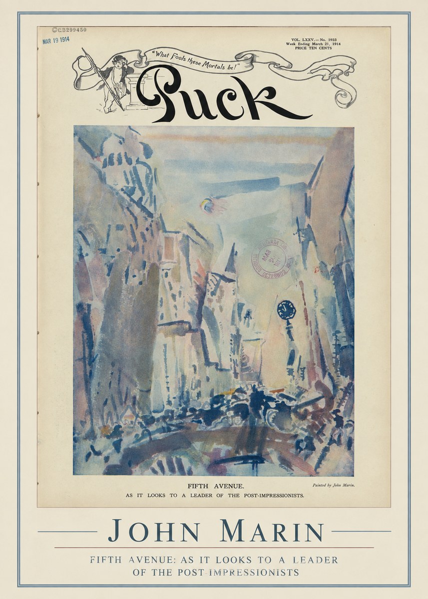 John Marin Fifth Avenue – as It Looks to a Leader of the Post-impressionists No2 - Plakát