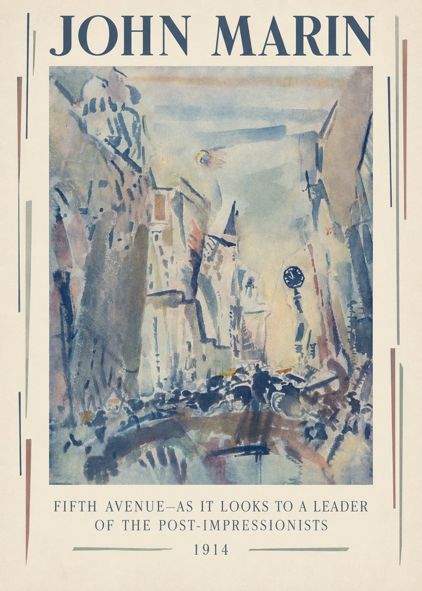 John Marin Fifth Avenue – as It Looks to a Leader of the Post-impressionists No3 - Plakát
