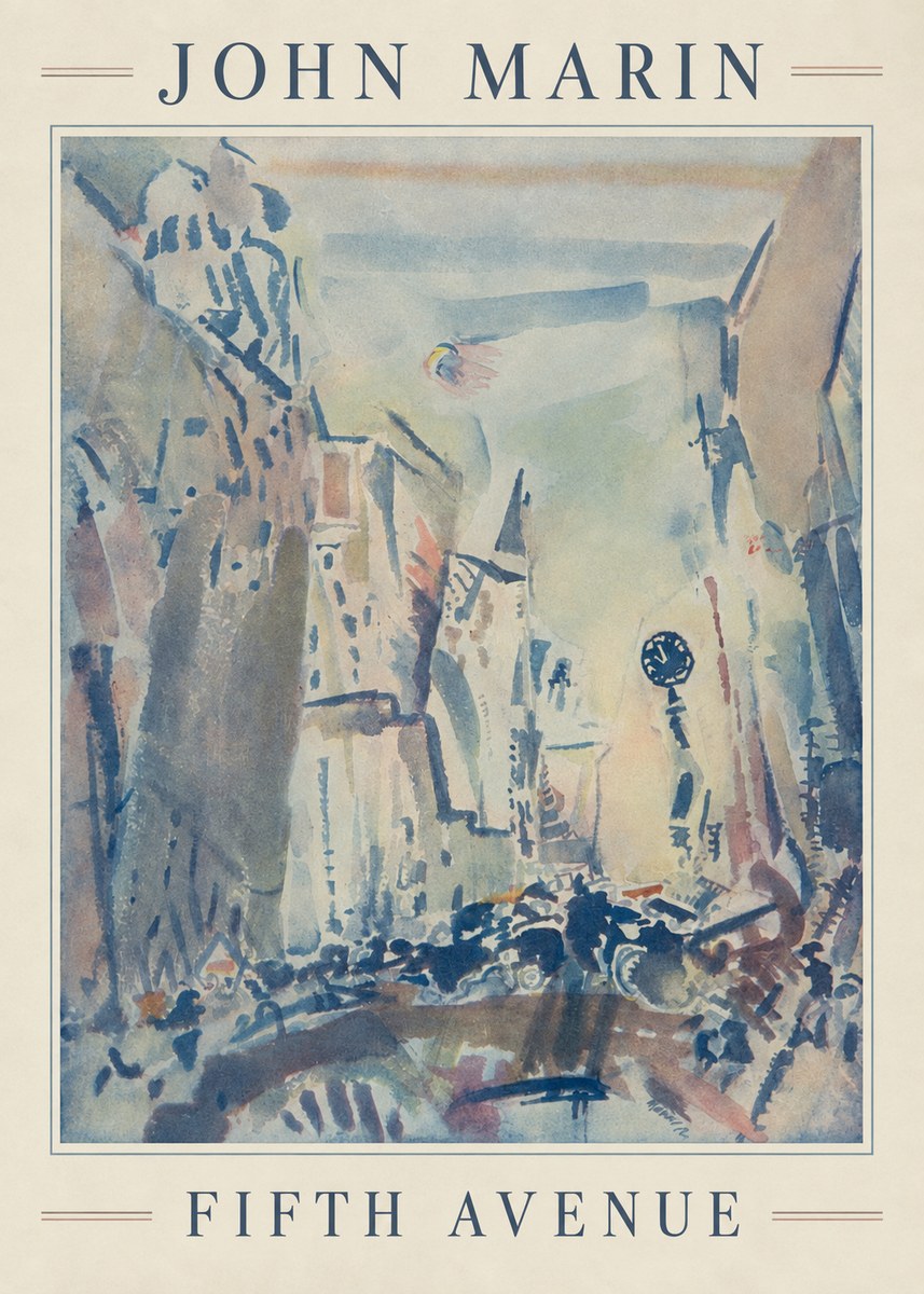 John Marin Fifth Avenue – as It Looks to a Leader of the Post-impressionists No4 - Plakát