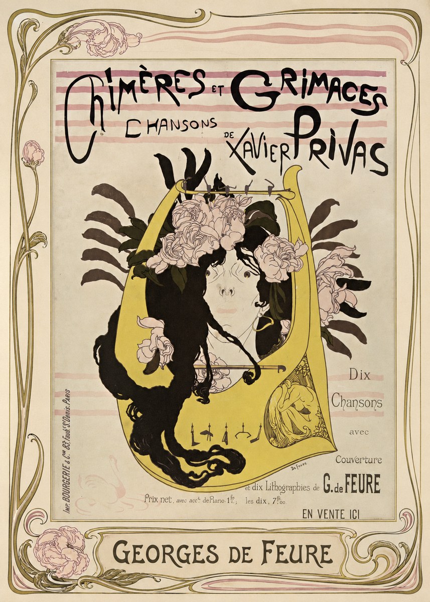 Georges de Feure Chimères Et Grimaces Chansons De Xavier Privas No1 - Plakát