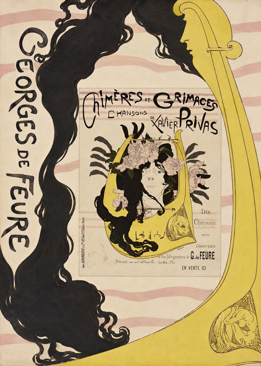 Georges de Feure Chimères Et Grimaces Chansons De Xavier Privas No5 - Plakát