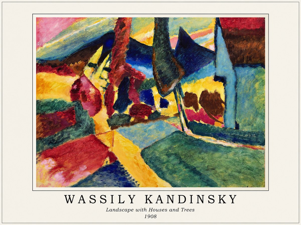 Kandinsky Landscape with Houses and Trees No1 - Plakát