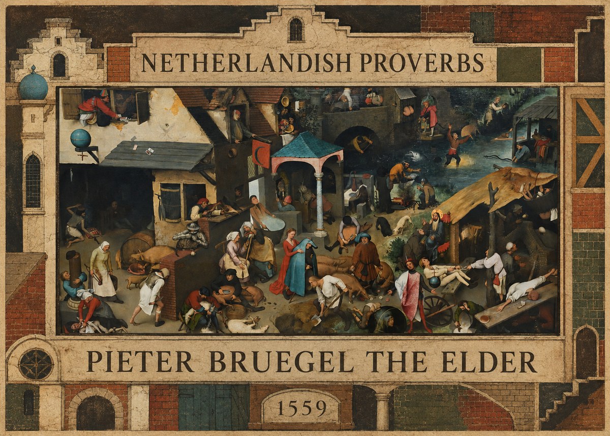 Pieter Bruegel Netherlandish Proverbs III No2 - Plakát