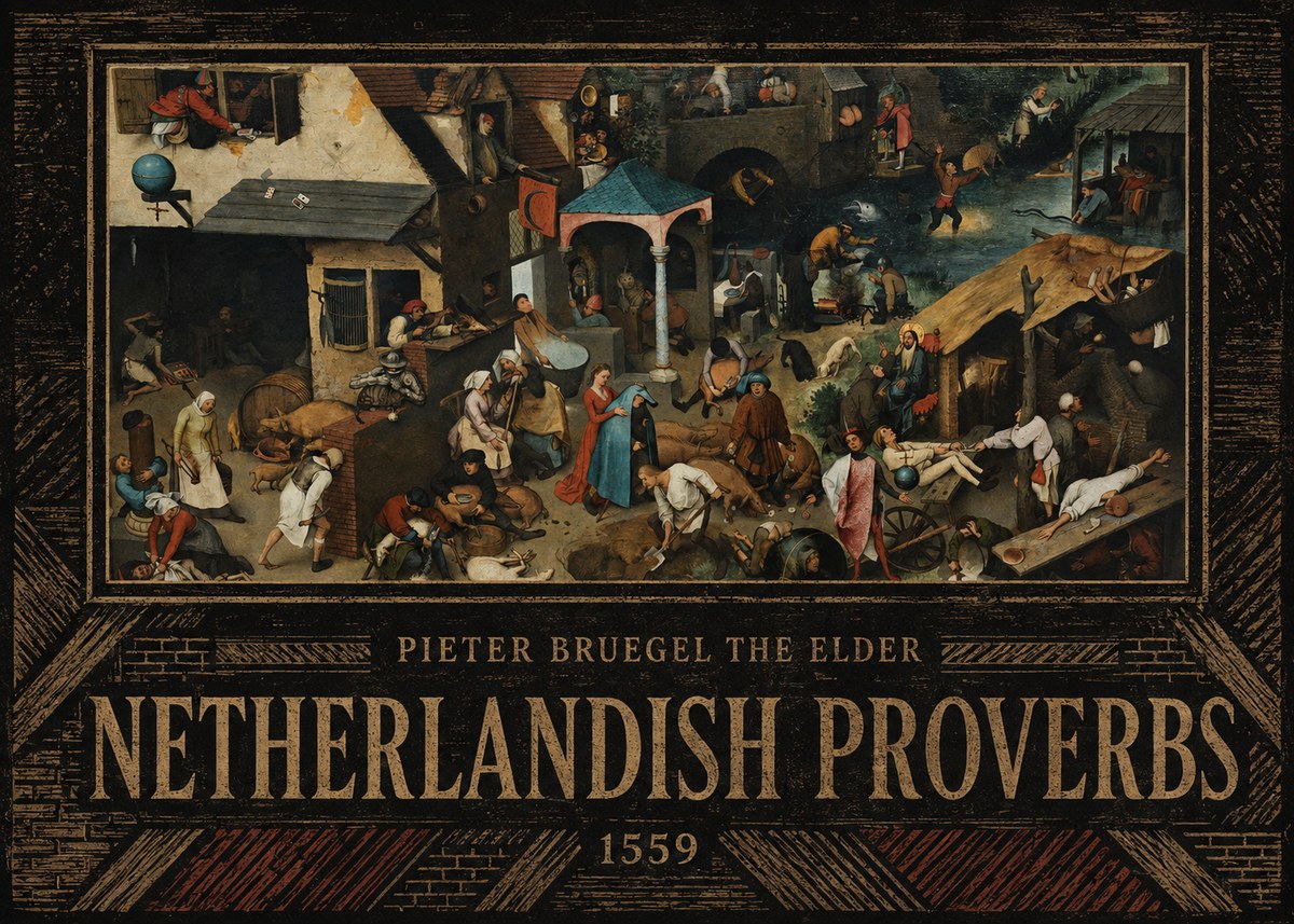 Pieter Bruegel Netherlandish Proverbs III No5 - Plakát