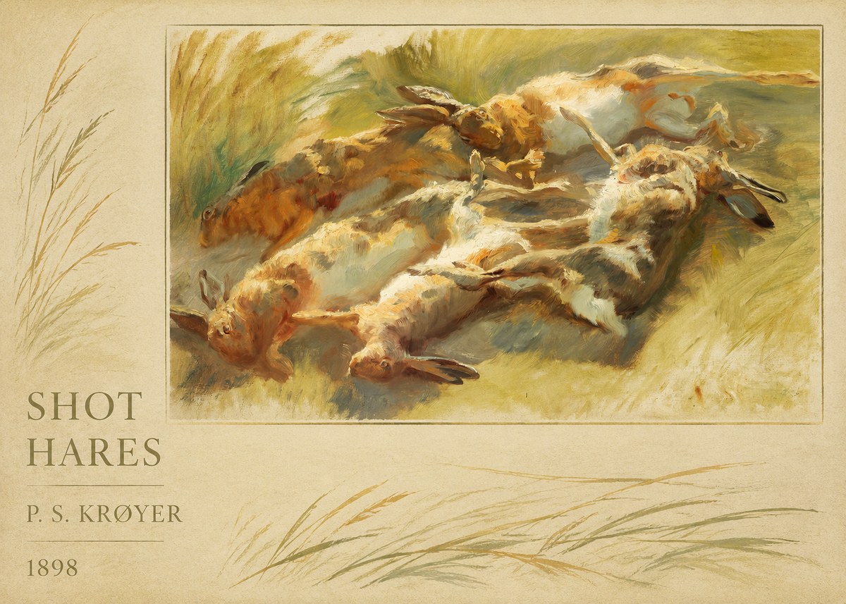 P.S. Krøyer Shot Hares No2 - Plakát