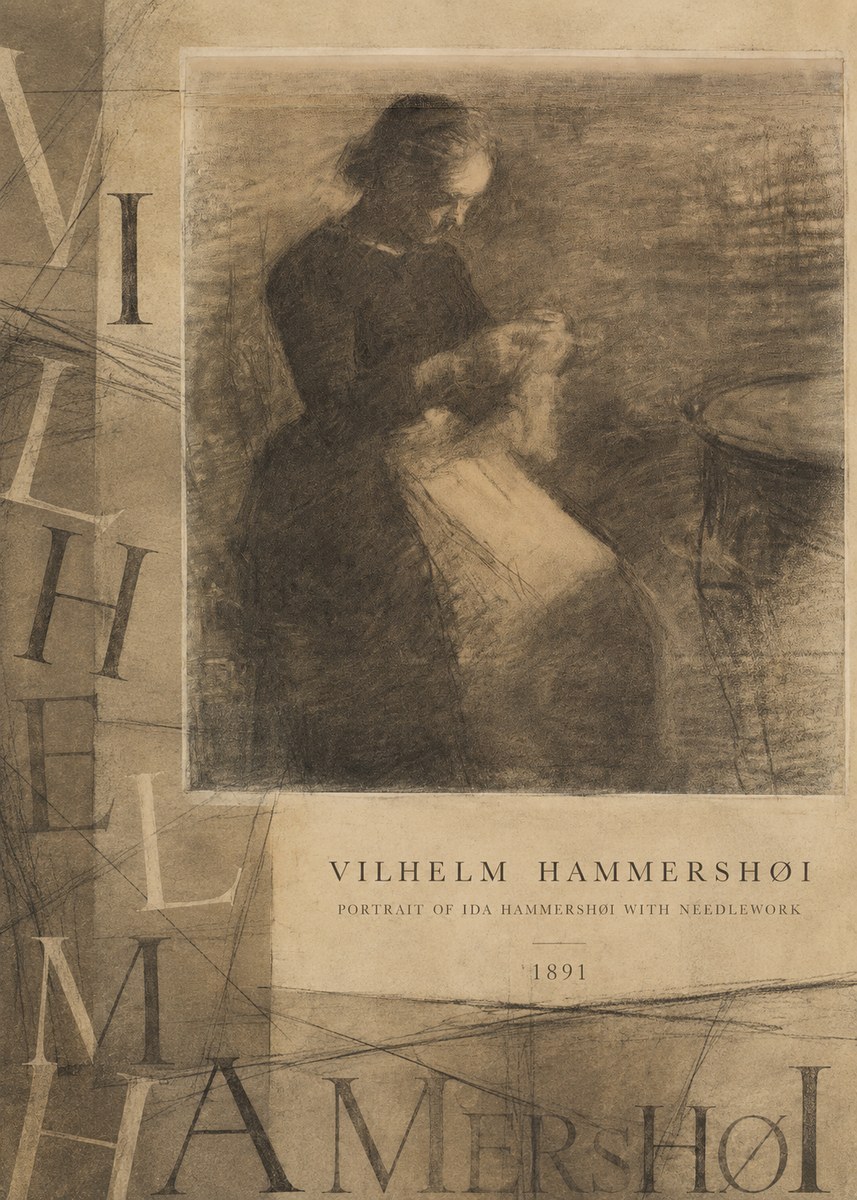Vilhelm Hammershøi Portrait of Ida Hammershøi with Needlework No6 - Plakát