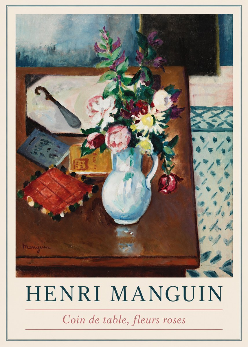 Henri Manguin Coin De Table, Fleurs Roses No1 - Plakát
