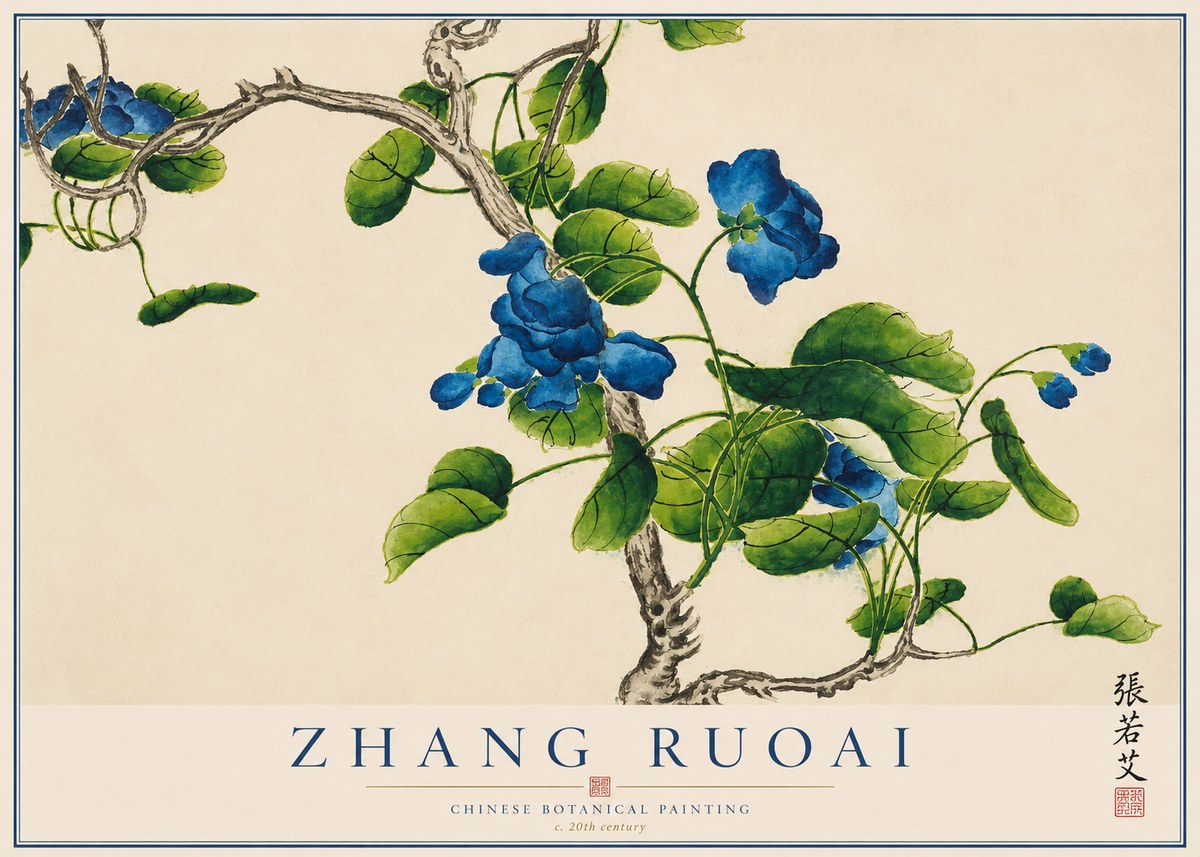 Zhang Ruoai Blue Morning Glories No1 - Plakát