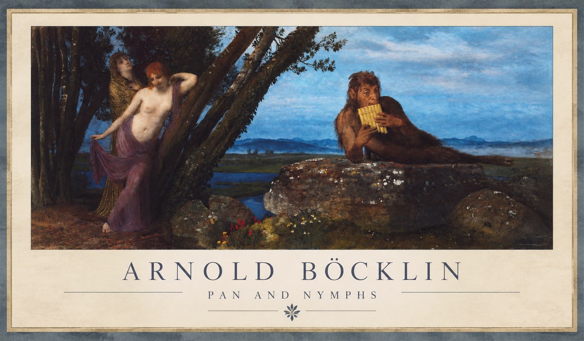 Arnold Böcklin Pan and Nymphs No1 - Plakát
