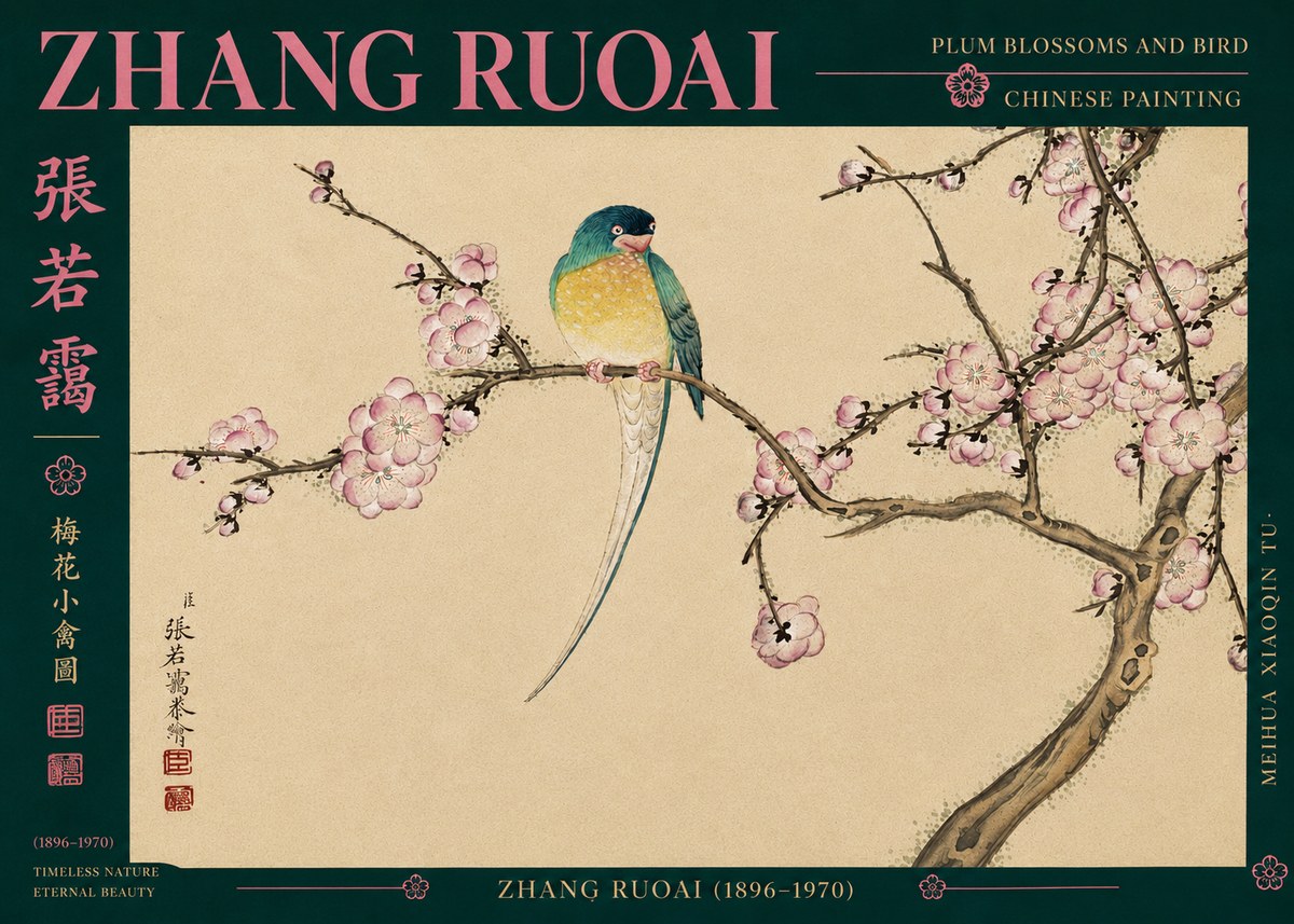 Zhang Ruoai Plum Blossoms and Bird No3 - Plakát