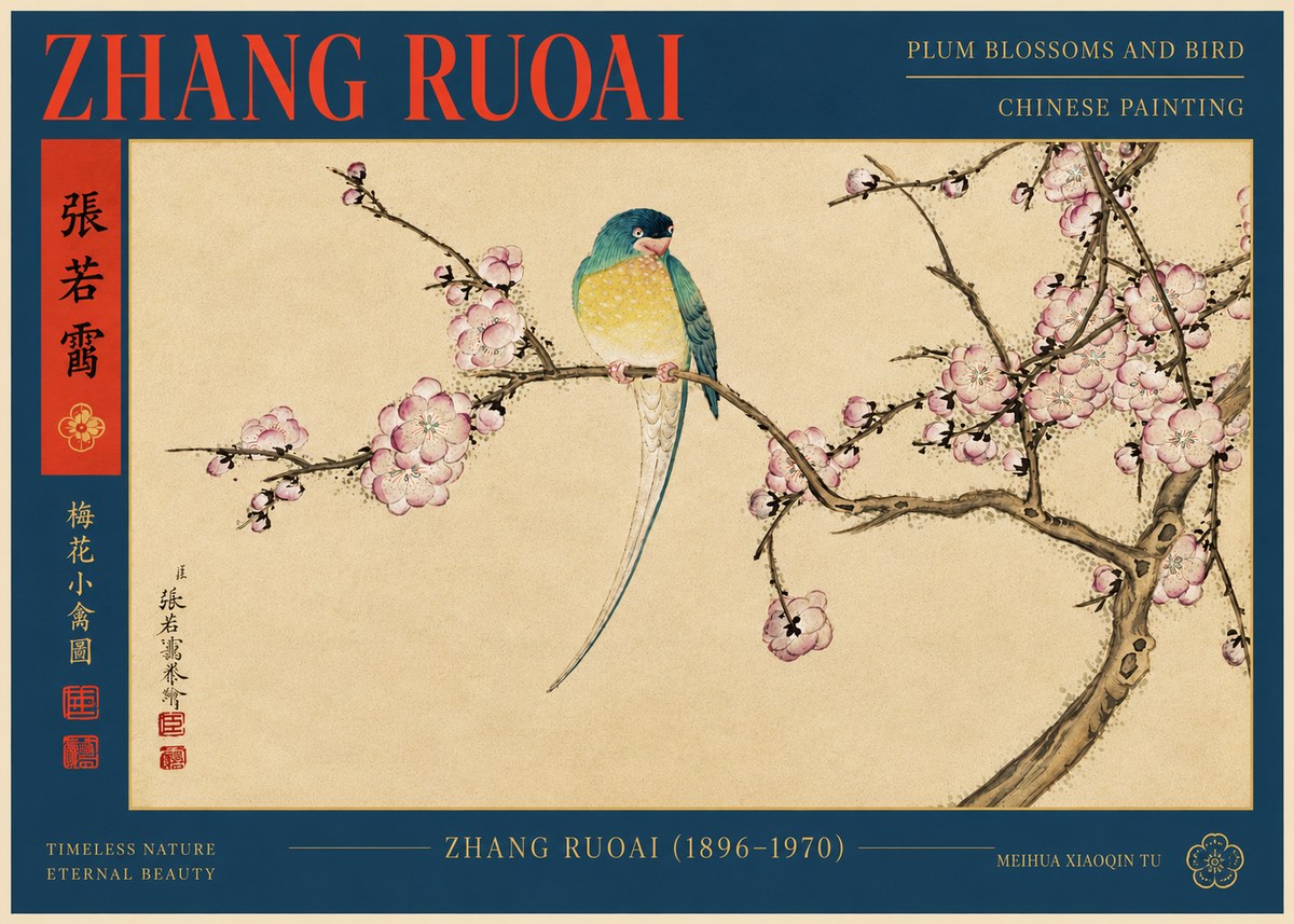 Zhang Ruoai Plum Blossoms and Bird No5 - Plakát