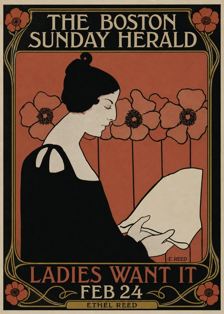 Ethel Reed The Boston Sunday Herald - Ladies Want It Feb 24 No2 - Plakát