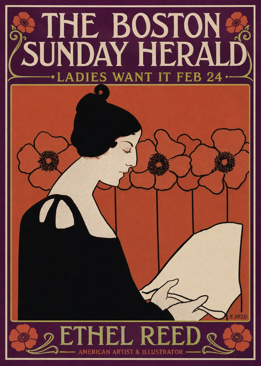 Ethel Reed The Boston Sunday Herald - Ladies Want It Feb 24 No4 - Plakát