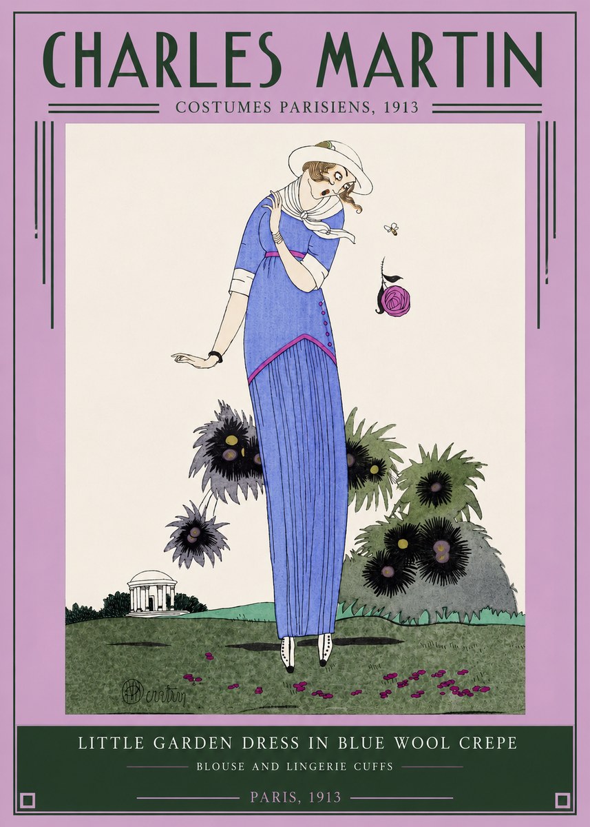 Charles Martin Little Garden Dress in Blue Wool Crepe No2 - Plakát